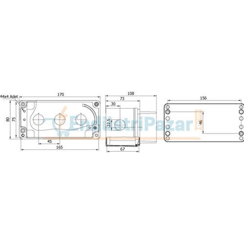 80*170*73mm Alüminyum Buton Kutusu (Korumalı Üçlü) IP67 402625 METE ENERJİ