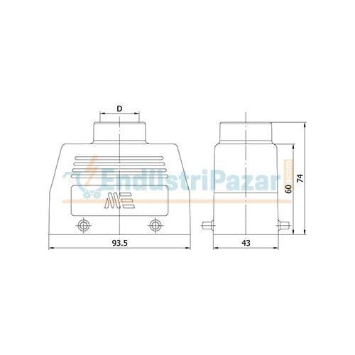 16*16A Fiş (Üst Giriş) IP65 403116 METE ENERJİ