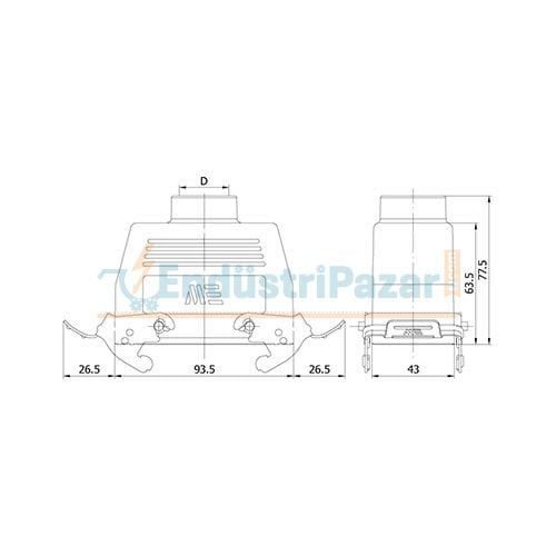 16*16A Uzatma Prizi (Üst Giriş Mandallı Contalı) IP65 403118S METE ENERJİ