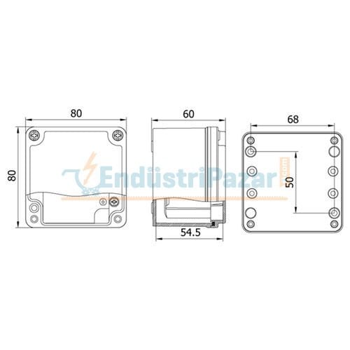 80*80*60mm Alüminyum Buat IP67 402504 METE ENERJİ
