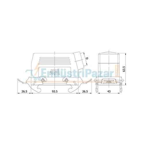 16*16A Uzatma Prizi (Yan Giriş Mandallı Contalı) IP65 403035S METE ENERJİ