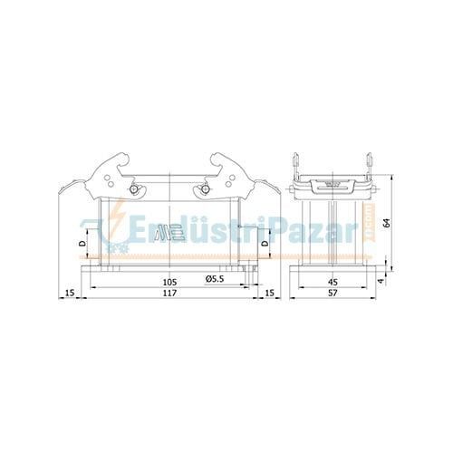 16*16A Duvar Prizi (Çift Girişli) IP65 403038S METE ENERJİ