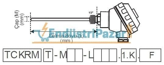 TCKRM-M06-L300.1.K DALMA BOYU 300MM ÇAP 6MM K TİPİ SICAKLIK SENSÖRÜ AISI310 EMKO