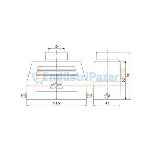 16*16A Uzatma Prizi (Üst Giriş Tek Mandallı İçin) IP65 403522 METE ENERJİ