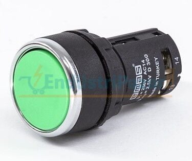 1NO Yaylı Düz Yeşil 22mm Buton MB100DY EMAS