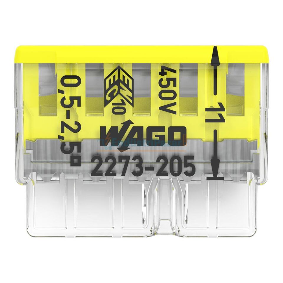 10' lu Paket PUSH WIRE® Birleştirme Konektörü 10*2273-205 WAGO
