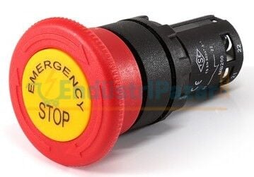 1NC Acil Stop 40mm Çevirmeli Etiketli Kırmızı 22mm Buton MB200EE EMAS