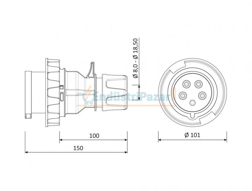 5*32A Düz Fiş IP67 BC1-3505-7011 BEMİS
