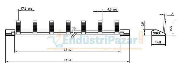 1 Faz 80A 56 Modül İğne Tip W Otomat Barası ONKA-3010
