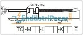 TC-M08-L012-K04.J DALMA BOYU 12MM TÜP ÇAPI 8 MM M12 KONNEKTÖRLÜ 4MT KABLOLU BAYONET J TİPİ TERMOKUPL EMKO