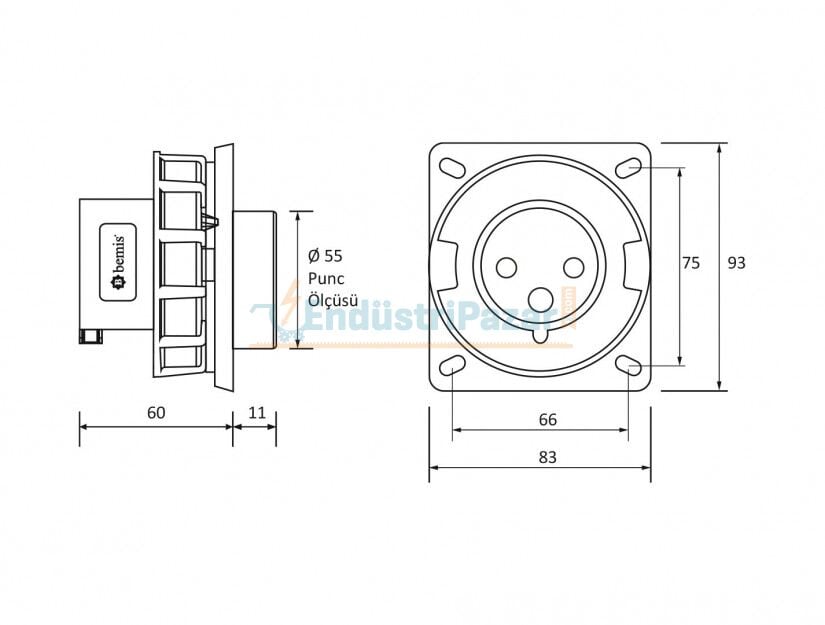 5*32A Makine Fişi IP67 BC1-3505-7114 BEMİS