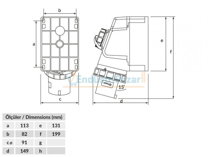 5*32A 90° Eğik 1*16A Makine Prizli Duvar Fişi IP67 BC1-3505-7238 BEMİS