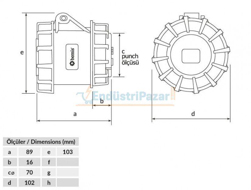 5*32A Somunlu Priz IP67 BC1-3505-7440 BEMİS