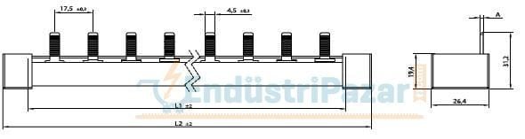 3 Faz + Nötr 80A 4 Modül İğne Tip W Otomat Barası ONKA-3058