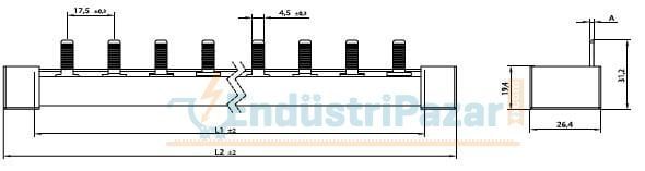 3 Faz + Nötr 80A 8 Modül İğne Tip W Otomat Barası ONKA-3059