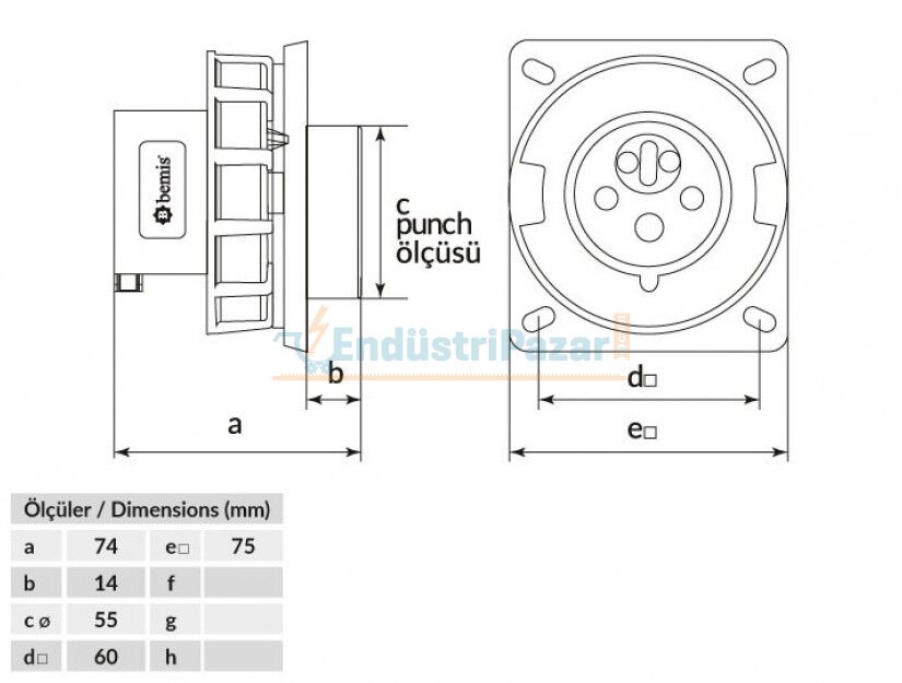 5*32A Enversör Makine Fişi IP67 BC1-3505-7070 BEMİS