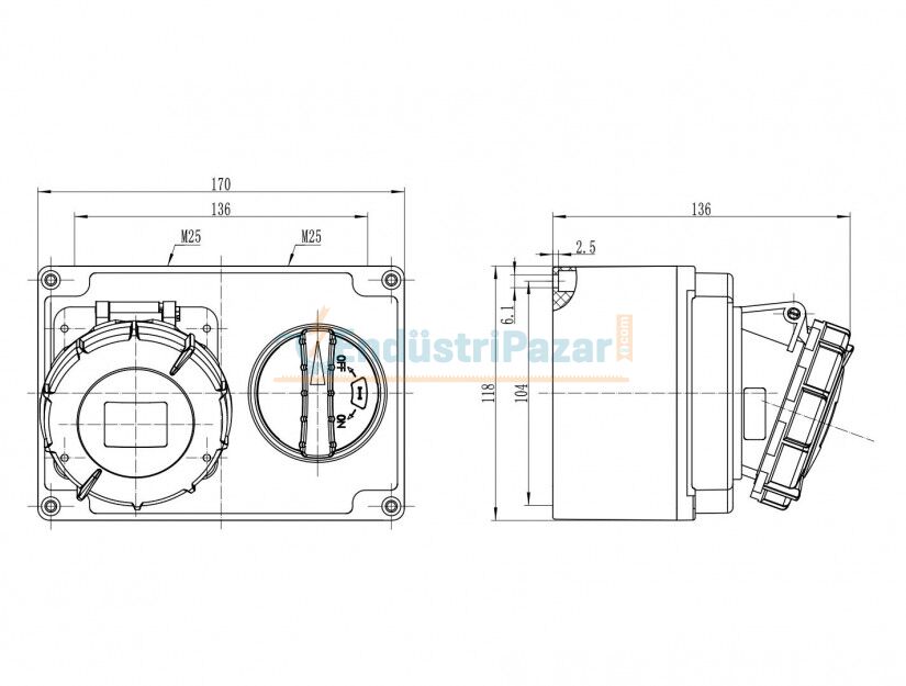 3*16A Düz Duvar Priz IP67 Interlock BC1-1403-7560 BEMİS