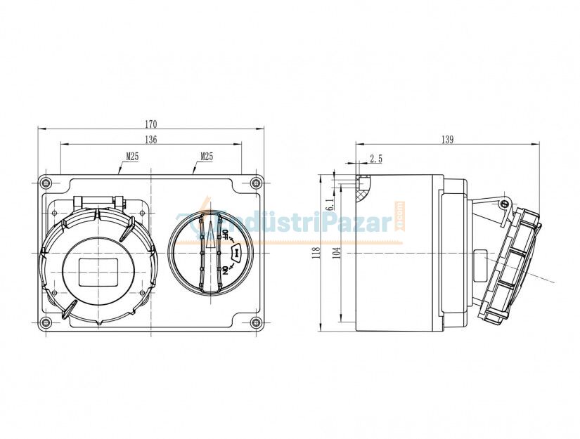 4*16A Düz Duvar Priz IP67 Interlock BC1-1504-7560 BEMİS