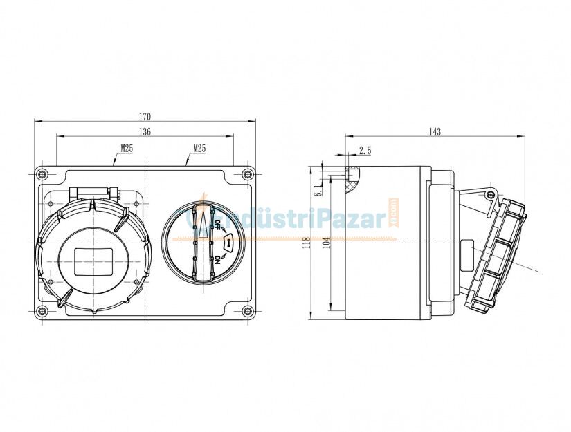 5*16A Düz Duvar Priz IP67 Interlock BC1-1505-7560 BEMİS