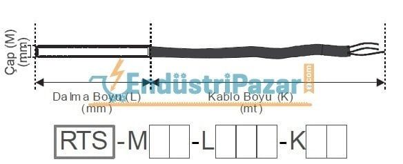 RTS-M06-L100-K04 BAYONET SONDA TİP SİLİKON 4MT KABLOLU PT-100 EMKO