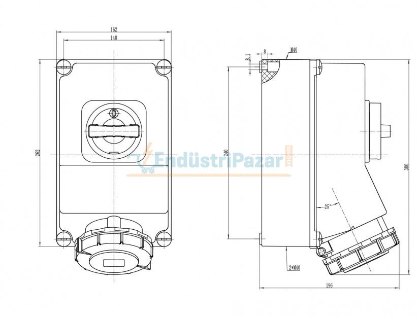 4*63A 90° Eğik Duvar Priz IP67 Interlock BC1-4504-7540 BEMİS