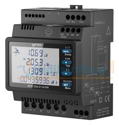 MPR-26S-21-D-PM Ekranlı DIN Ray Tipi Şebeke Analizörü M3820 ENTES