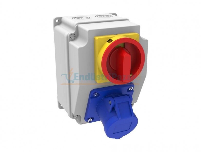 Ön 1 Adet Pako Şalter, Ön 1 Adet 3*16A 220V Makine Prizli IP44 Mini Kombinasyon BD7-2107-1090 BEMİS