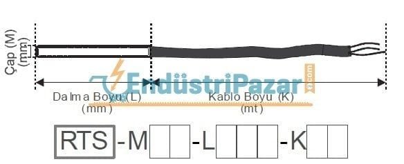 RTS-M06-L050-K05 BAYONET SONDA TİP SİLİKON 5MT KABLOLU PT-100 EMKO