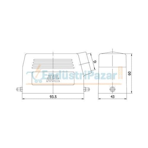 16*16A Uzatma Prizi (Yan Giriş Tek Mandallı İçin) IP65 403523 METE ENERJİ