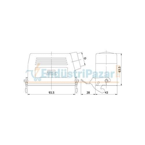 16*16A Uzatma Prizi (Yan Giriş Tek Mandallı Contalı) IP65 403525S METE ENERJİ