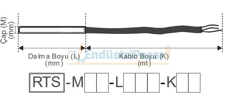 RTS-M06-L050-K01 BAYONET SONDA TİP SİLİKON 1MT KABLOLU PT-100 EMKO