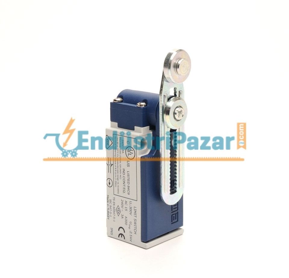 L5K13MEM122 AÇISAL HARKEKETLİ 18 MM AYARLANABİLİR METAL MAKARALI KISA DÖNER KOL SINIR ŞALTERİ EMAS
