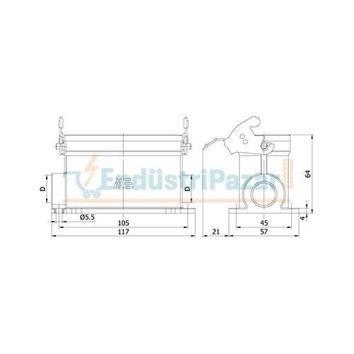 16*16A Duvar Prizi (Çift Girişli Tek Mandallı) IP65 403530S METE ENERJİ