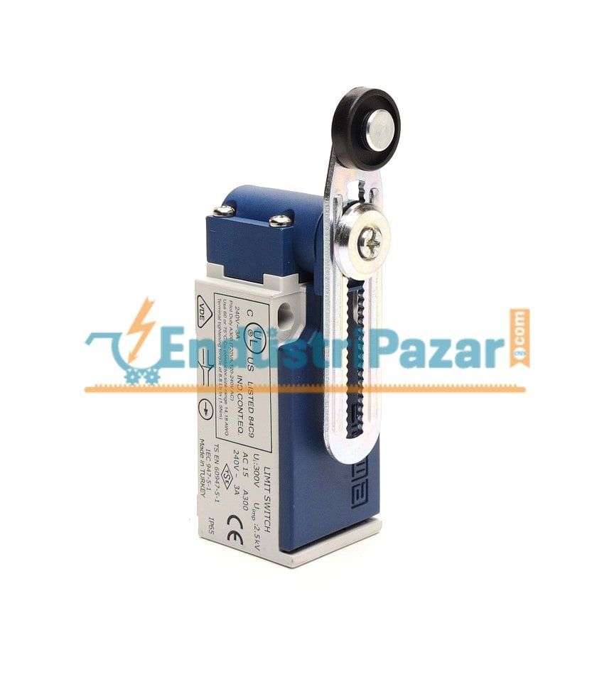L5K13MEP122 AÇISAL HAREKETLİ 18 MM AYARLANABİLİR PLASTİK MAKARA KISA DÖNER KOL SINIR ŞALTERİ EMAS
