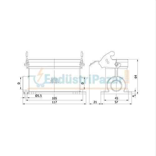 16*16A Duvar Fişi (Çift Girişli Tek Mandallı) IP65 403531S METE ENERJİ