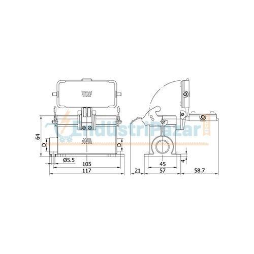 16*16A Duvar Prizi (Çift Giriş Tek Mandallı Kapaklı) IP65 403724S METE ENERJİ