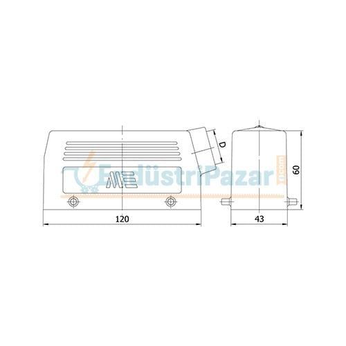 24*16A Uzatma Prizi (Yan Giriş) IP65 403042 METE ENERJİ