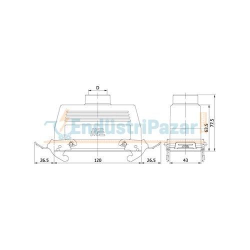 24*16A Uzatma Prizi (Üst Giriş Mandallı Contalı) IP65 403121S METE ENERJİ