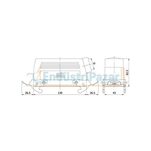 24*16A Uzatma Prizi (Yan Giriş Mandallı Contalı) IP65 403045S METE ENERJİ
