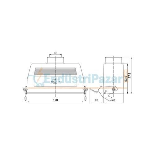 24*16A Uzatma Prizi (Üst Giriş Tek Mandallı Contalı) IP65 403544S METE ENERJİ