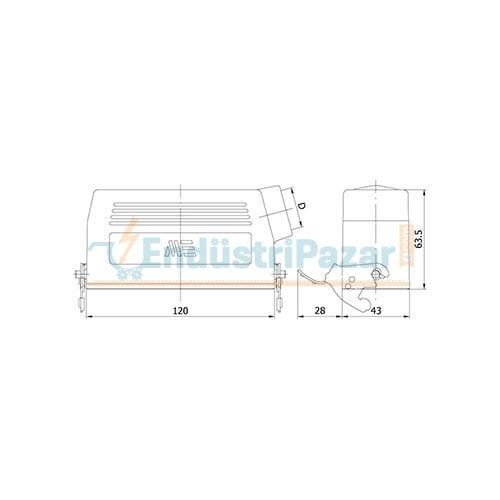 24*16A Uzatma Prizi (Yan Giriş Tek Mandallı Contalı) IP65 403545S METE ENERJİ