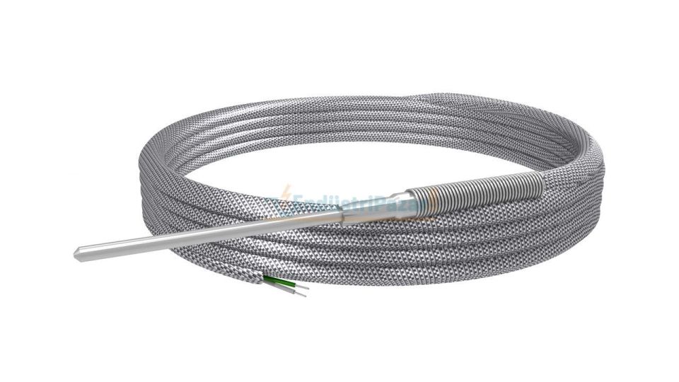TCMS-M03-L100-K02.K 100MM TÜP BOYU ÇAP 3MM 2 METRE ÇELİK ÖRGÜ KABLOLU MİNERAL İZOLELİ BAYONET SONDA K TİPİ TERMOKUPL AISI310 EMKO