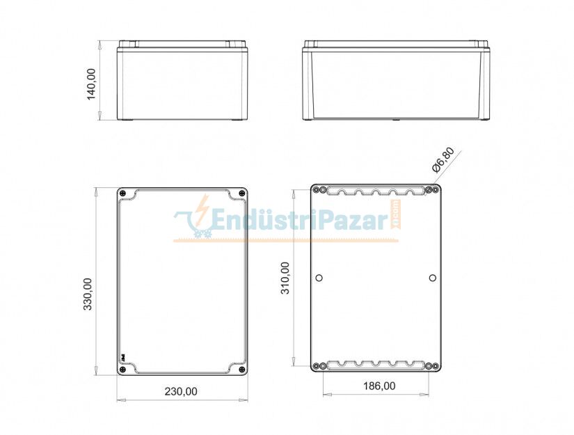Ex-Proof Alüminyum Buat 230*330*140mm (Menteşeli) EXBB3-2190-1067 BEMİS