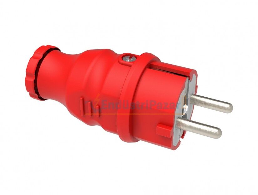 1*16A Kauçuk Monofaze Düz Fiş Kırmızı IP44 BV6-1402-2011 BEMİS