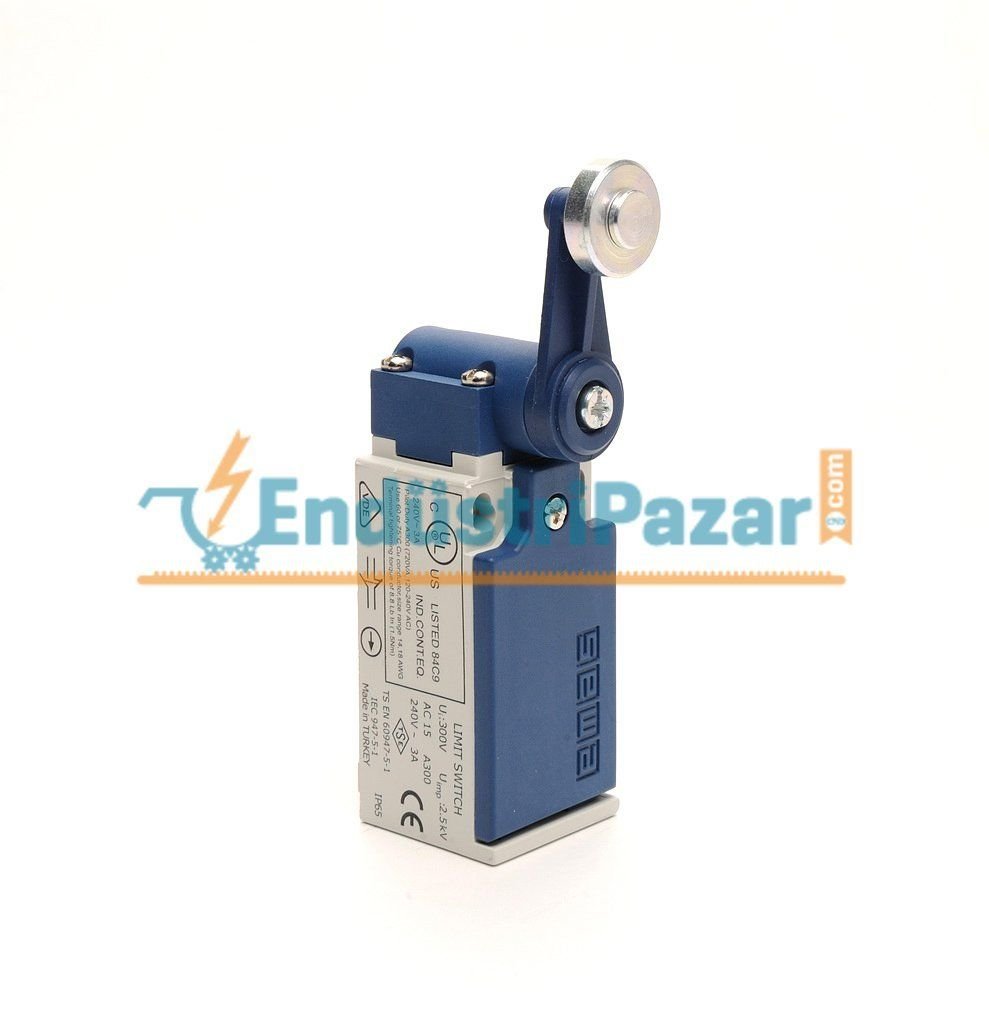 L51K13MEM121 AÇISAL HAREKETLİ 18MM METAL MAKARALI DÖNER KOL SINIR ŞALTERİ EMAS