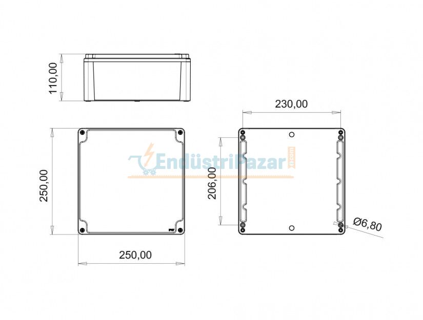 Ex-Proof Alüminyum Buat 250*250*110mm EXBB3-2173-1057 BEMİS