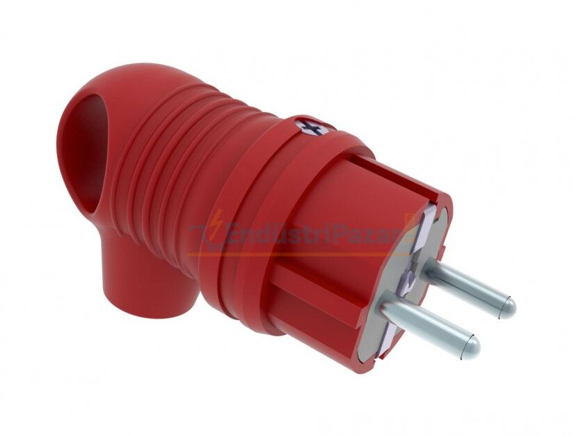 1*16A Kulplu Eğik Fiş Kırmızı BV6-1402-2021 BEMİS