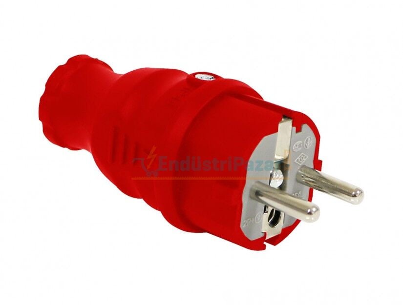 1*16A UPS Düz Fiş Kırmızı BV6-1402-2031 BEMİS