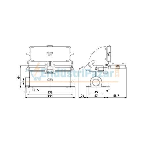24*16A Duvar Fişi (Çift Giriş Tek Mandallı Kapaklı) IP65 403735S METE ENERJİ