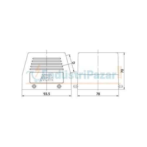 32*16A Uzatma Prizi (Yan Giriş) IP65 403053 METE ENERJİ